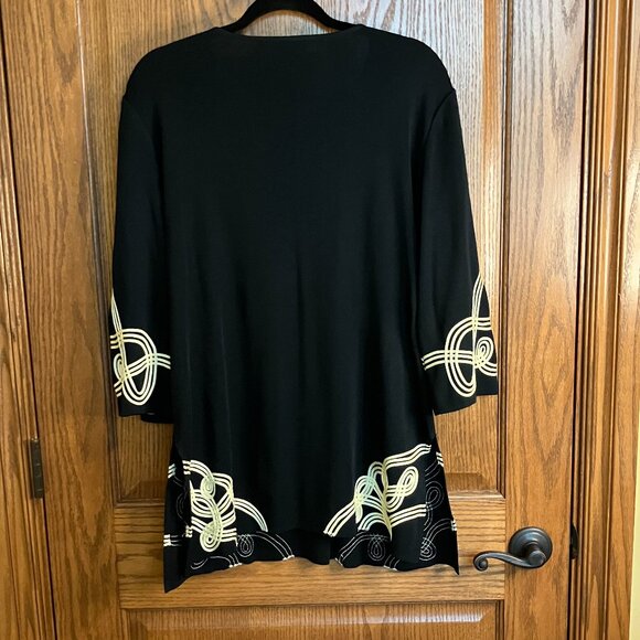 Ming Wang Black & Light Yellow Knit 3/4 Sleeve Blouse Size Extra Large XL - Picture 2 of 7